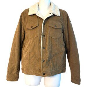 Guess Mens Medium Beige Corduroy Bomber Jacket Faux Fur Sherpa NWT $195
